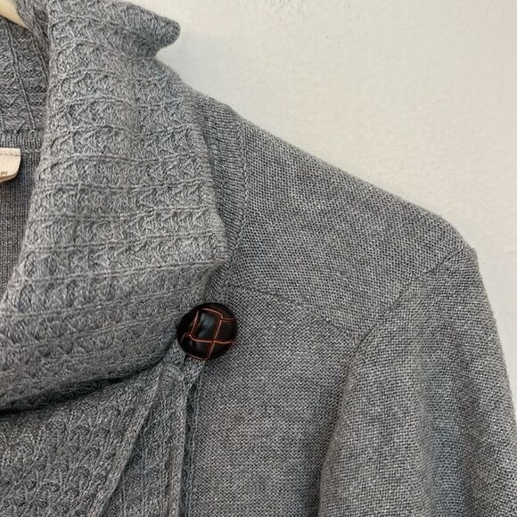 Soft Surroundings Women Miranda Cowl Neck gray cardigan wool Sweater large Petit - Picture 5 of 9